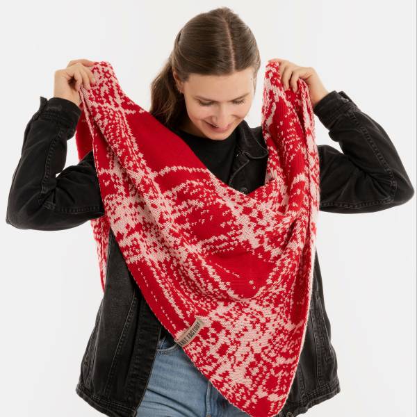 KNIT FACTORY Dreieckschal LEA bright red blossom pink