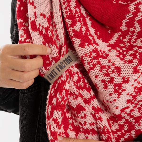 KNIT FACTORY Dreieckschal LEA bright red blossom pink