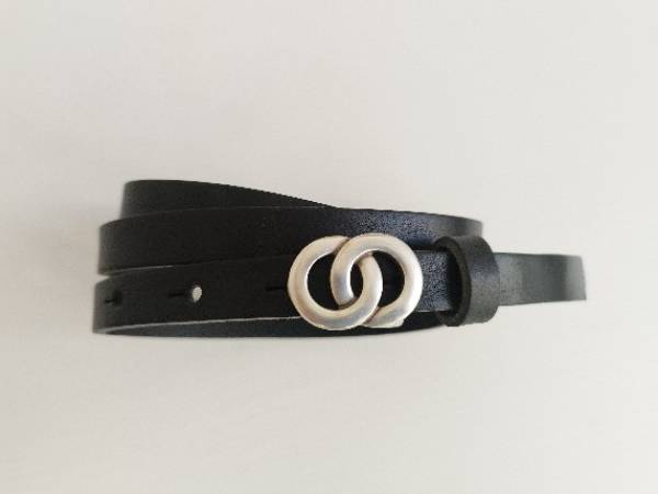 LUCA KAYZ Komplettgürtel ROMY nero Schließe silber 1,5 cm