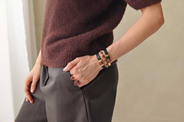 QOSS Armband LOIS gold burgundy