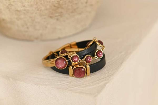 QOSS Armband LOIS gold burgundy