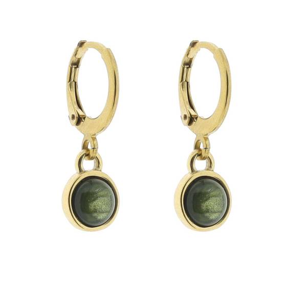 QOSS Ohrringe Creole MARA gold kieferngrün