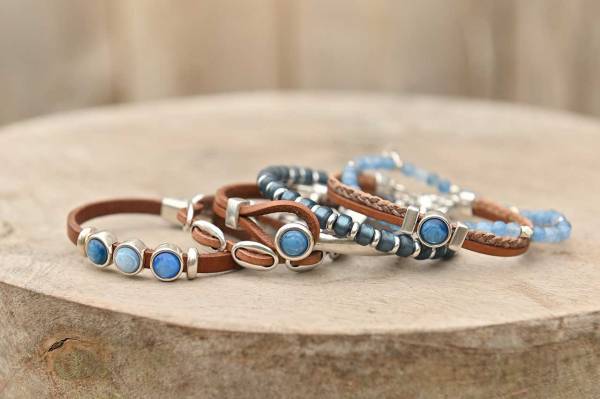 QOSS Armband FLORIEN vintage schwarz himmelblau
