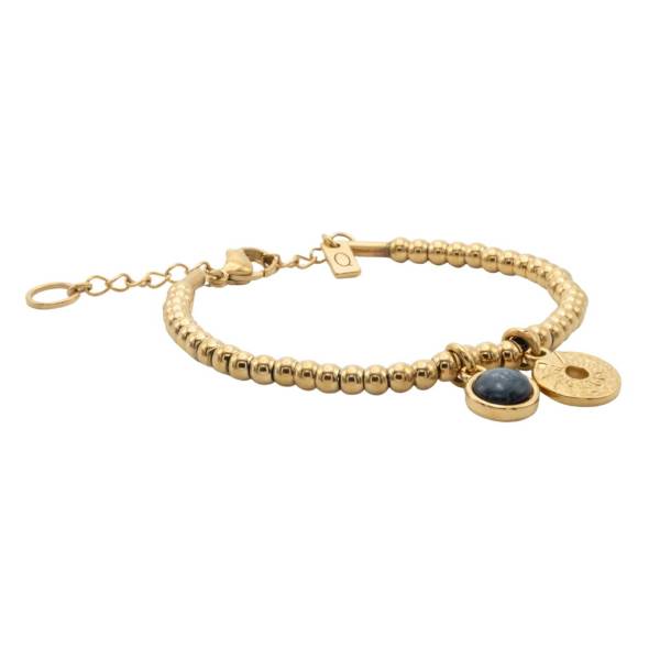 QOSS Armband ZOEY gold jeansblau mit Disc