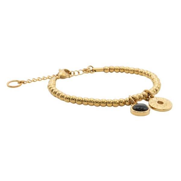 QOSS Armband ZOEY gold schwarz mit Disc