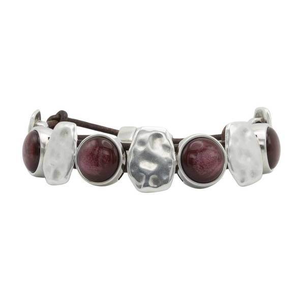 QOSS Armband DOREEN silber burgundy