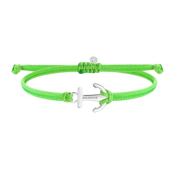 SAILBRACE Armband neongrün ANKER silber
