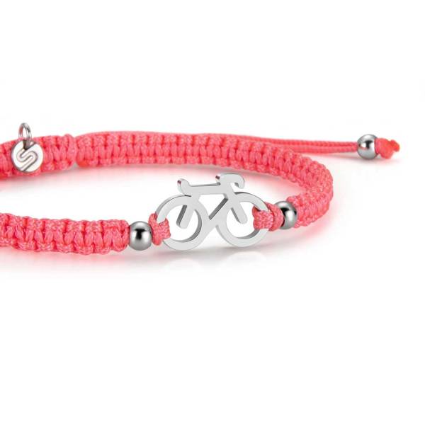 SAILBRACE Armband SILVER BIKE NEON PINK BRAIDED