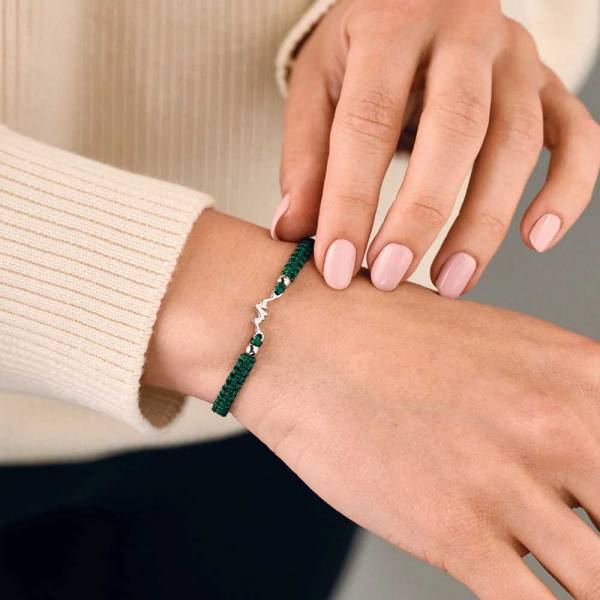 SAILBRACE Armband SILVER MOUNTAIN DARK GREEN BRAIDED
