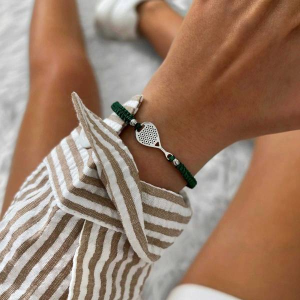 SAILBRACE Armband SILVER PADEL DARK GREEN BRAIDED