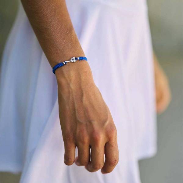 SAILBRACE Armband SILVER TENNIS COURT BLUE BRAIDED