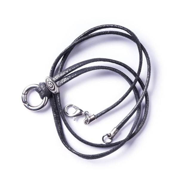 SchauTime LEDERKETTE Formentera Black Sterling 60 cm