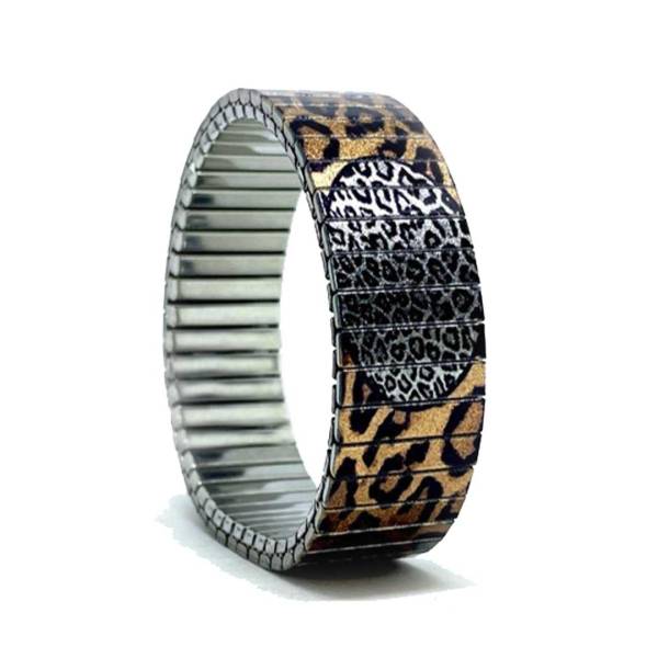 urband LONDON Edelstahlzugarmband SPOTS Braun Schwarz Metallic - 18 mm