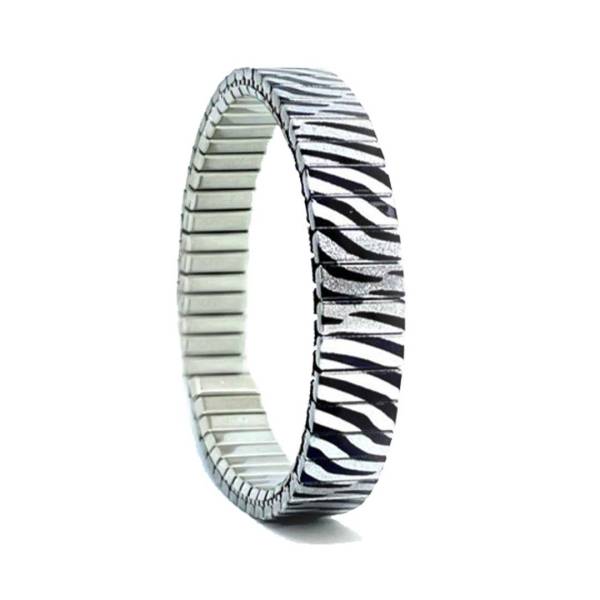 urband LONDON Edelstahlzugarmband ZEBRA Schwarz Silber Metallic - 10 mm