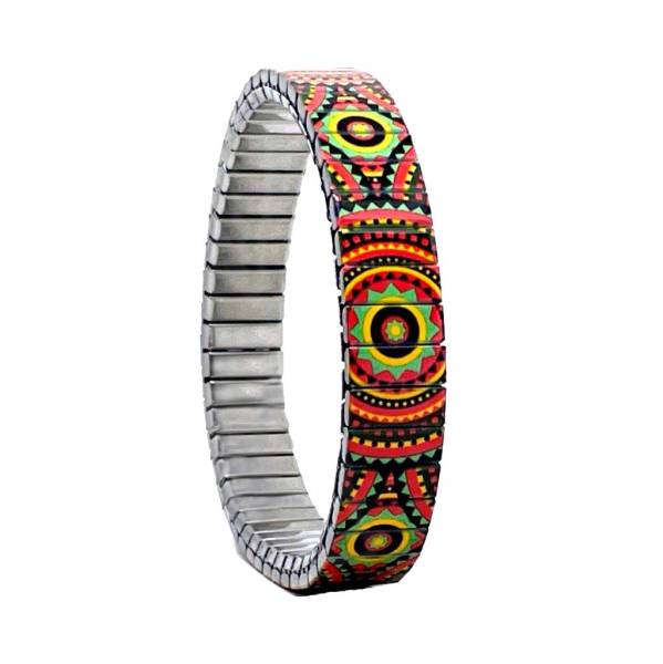 urband LONDON Edelstahlzugarmband CHECKERS ORANGE Bunt - 10 mm