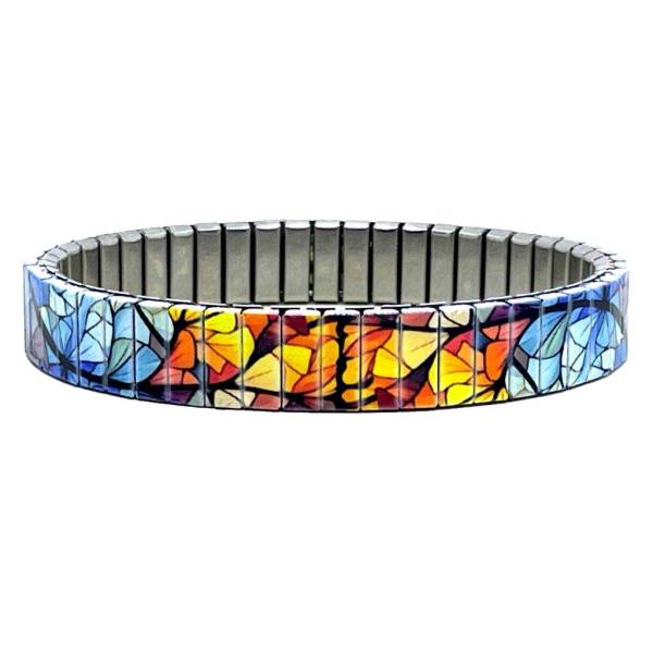urband LONDON Edelstahlzugarmband COOL BLOSSOM Blau Braun - 10 mm