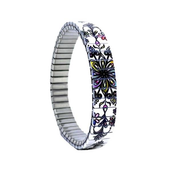 urband LONDON Edelstahlzugarmband FLOWERS MANDALA Weiß Bunt - 10 mm