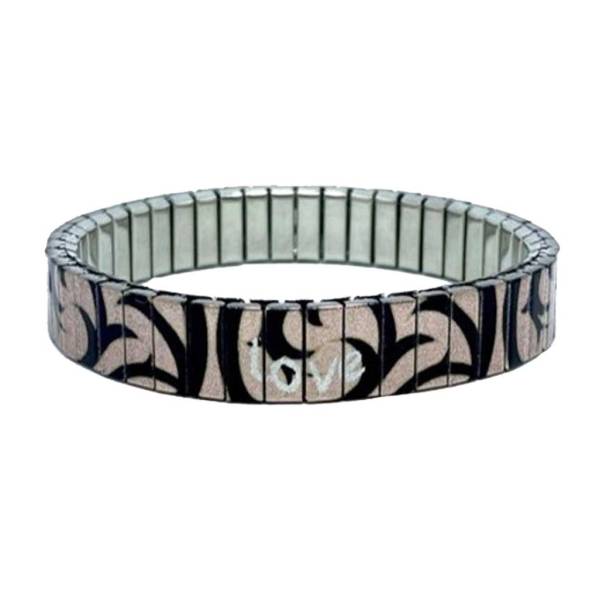 urband LONDON Edelstahlzugarmband HIPPIE Rosé Schwarz Metallic - 10 mm