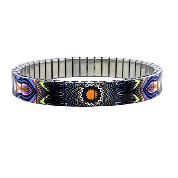 urband LONDON Edelstahlzugarmband MANDALA IRISH Schwarz Bunt - 10 mm