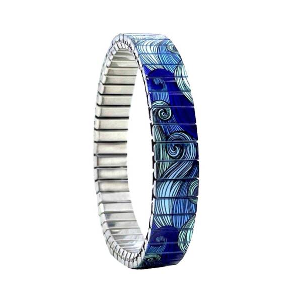 urband LONDON Edelstahlzugarmband WAVES Blau - 10 mm
