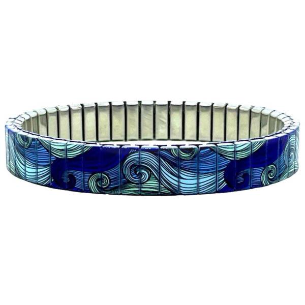 urband LONDON Edelstahlzugarmband WAVES Blau - 10 mm