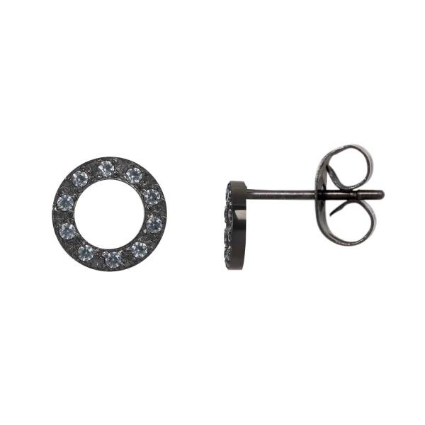 iXXXi Ohrstecker CIRCLE STONE schwarz - 10 mm