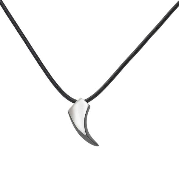iXXXi LEDERKETTE MIT ANHÄNGER TOOTH - silber matt 50 cm
