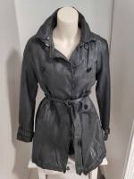 BLUE MONKEY Lederjacke Trenchcoat taubenblau Größe 2XL