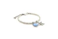 QOSS Armband ZOEY silber 12 mm Stein himmelblau mit Seestern