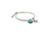 QOSS Armband ZOEY silber 12 mm Stein turquoise mit Seestern