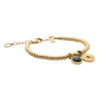 QOSS Armband ZOEY gold jeansblau mit Disc