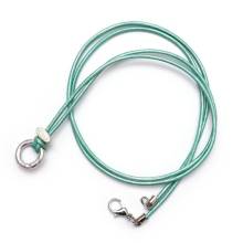 SchauTime LEDERKETTE Formentera GrünMetallic SilverShiny 88 cm