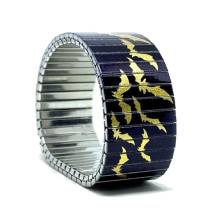urband LONDON Edelstahlzugarmband BATS Fledermäuse Schwarz Gold Metallic - 22 mm