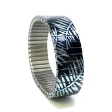 urband LONDON Edelstahlzugarmband COOL BLOSSOM Schwarz Silber Türkis Metallic - 18 mm