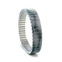 urband LONDON Edelstahlzugarmband WAVES LINES Schwarz Silber - 10 mm