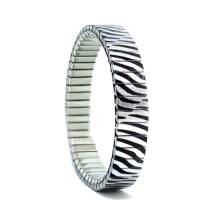 urband LONDON Edelstahlzugarmband ZEBRA Schwarz Silber Metallic - 10 mm
