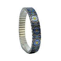 urband LONDON Edelstahlzugarmband CARNIVAL Blau Schwarz Gelb - 10 mm