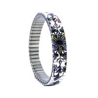 urband LONDON Edelstahlzugarmband FLOWERS MANDALA Weiß Bunt - 10 mm