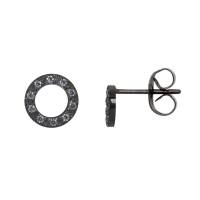 iXXXi Ohrstecker CIRCLE STONE schwarz - 10 mm