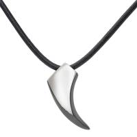 iXXXi LEDERKETTE MIT ANHÄNGER TOOTH - silber matt 50 cm